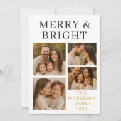 Merry & Bright Minimal Luxury Foto Holiday Card Einladung (Vorderseite)