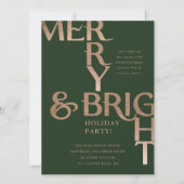 Merry & Bright Minimaler Urlaub Weihnachten Party Einladung (Vorderseite)