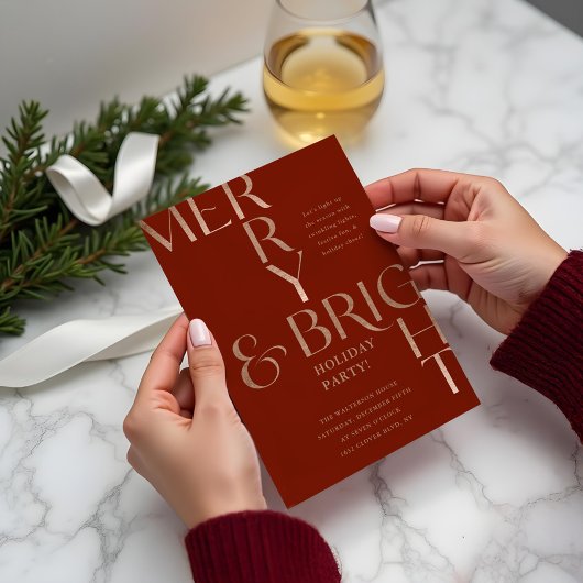 Merry & Bright Minimaler Urlaub Weihnachten Party Einladung