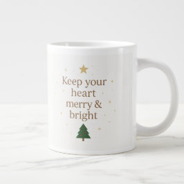 Merry & Bright | Minimalist Christmas Quote mug Jumbo-Tasse