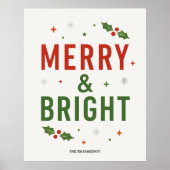 Merry & Bright | Minimalist Christmas Quote Script Poster (Vorne)