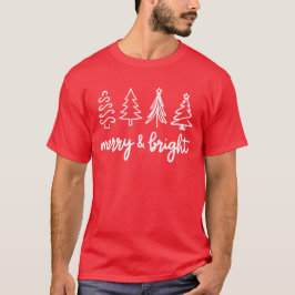 Merry & Bright Minimalistische Weihnachtsbaumen De T-Shirt