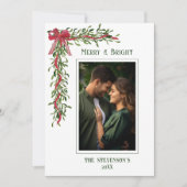 Merry & Bright Mistletoe Photo Christmas Feiertagskarte (Vorderseite)