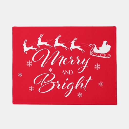 Merry & Bright mit Santa & Sleigh Fußmatte (Vorderseite)