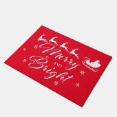 Merry & Bright mit Santa & Sleigh Fußmatte (Schrägansicht)