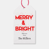 Merry & Bright mit Schneeflocken personalisiert Geschenkanhänger (Vorderseite)