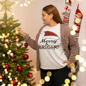 Merry & Bright mit Weihnachtsmannmütze Christmas,  Große Größe T-Shirt