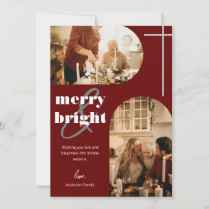 Merry & Bright Modern Arch Christmas Family Foto Feiertagskarte