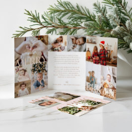 Merry & Bright Modern Bold Family Foto Collage Dreifach Gefaltete Urlaubskarte