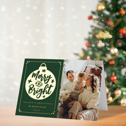 Merry & Bright Modern Christmas Bauble Foto Real