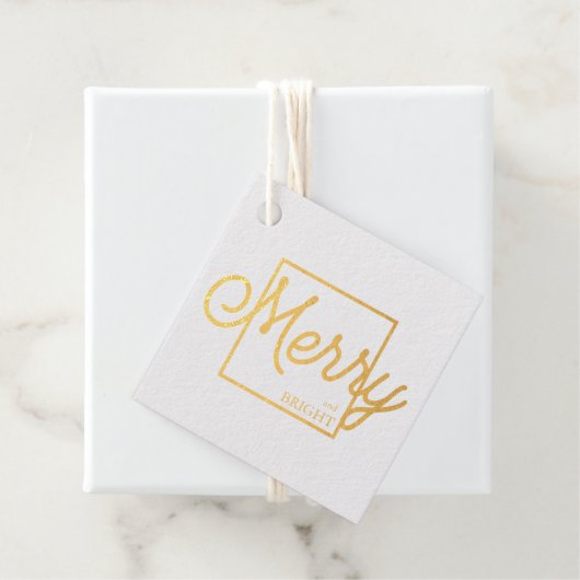 Merry & Bright Modern Christmas Silver Gold Foil Geschenkanhänger (Mit Box)