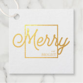 Merry & Bright Modern Christmas Silver Gold Foil Geschenkanhänger (Vorderseite)