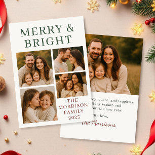 Merry & Bright Modern Foto Weihnachtskarte Einladung