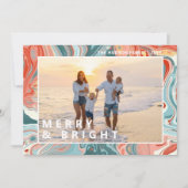Merry & Bright Modern Liquid Marble Foto Holiday (Vorderseite)
