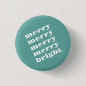 Merry & Bright Modern Minimal Aquamarin Blue Chris Button (Vorderseite)