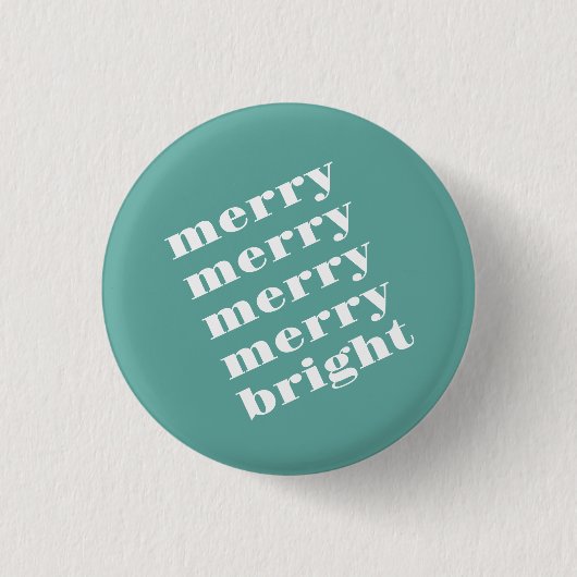 Merry & Bright Modern Minimal Aquamarin Blue Chris Button (Vorderseite)