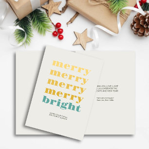 Merry & Bright Modern Minimal Aquamarin Blue Chris Feiertagskarte