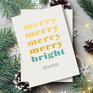 Merry & Bright Modern Minimal Aquamarin Blue Chris Feiertagskarte