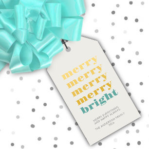 Merry & Bright Modern Minimal Aquamarin Blue Chris Geschenkanhänger