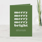 Merry & Bright Modern Minimal Grün Weihnachten (Vorderseite)
