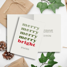 Merry & Bright Modern Minimal Red Christmas Feiertagskarte