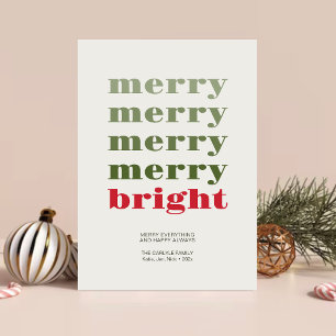 Merry & Bright Modern Minimal Red Christmas Feiertagskarte