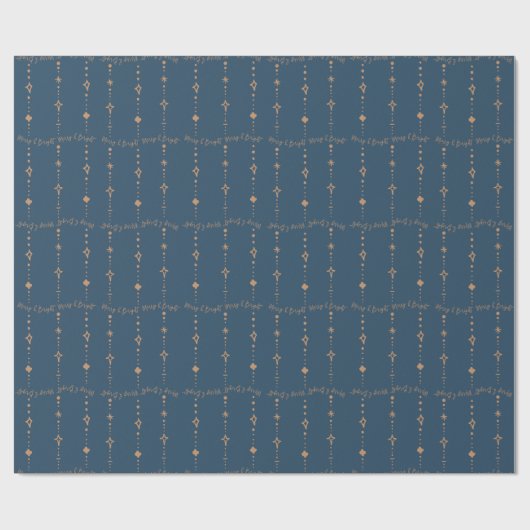 Merry & Bright Modern Navy Blue & Gold Abstrakt Geschenkpapier (Flach)