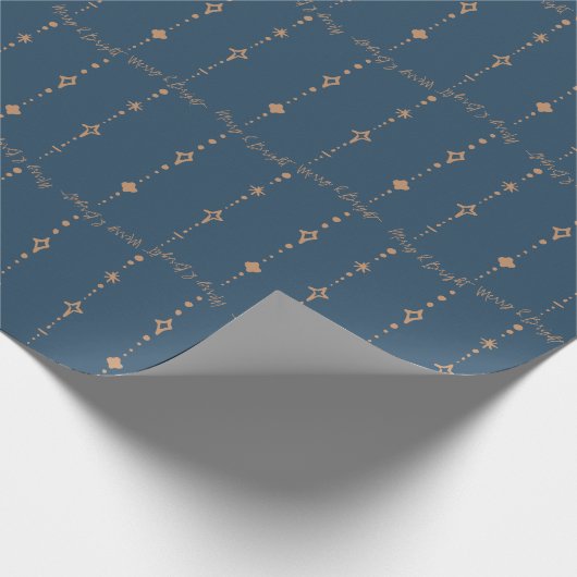 Merry & Bright Modern Navy Blue & Gold Abstrakt Geschenkpapier (Ecke)