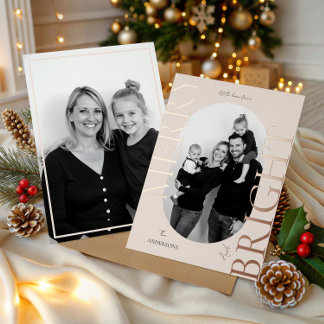 Merry & Bright Modern Photo Elegant Christmas Folien Feiertagskarte