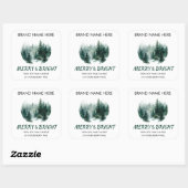 Merry & Bright Modern Pine Trees Candle Label Quadratischer Aufkleber (Blatt)
