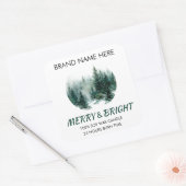 Merry & Bright Modern Pine Trees Candle Label Quadratischer Aufkleber (Umschlag)