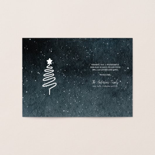 Merry Bright Modern Pine Trees Familienweihnachtsf Folienkarte (Innenseite)