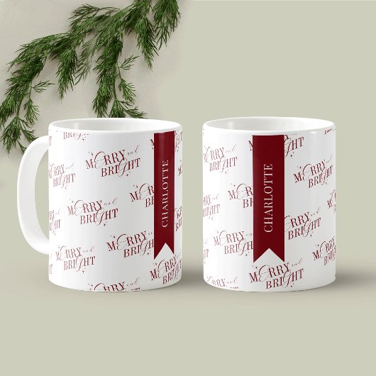 Merry & Bright Modern Red Christmas Geschenk Kaffeetasse