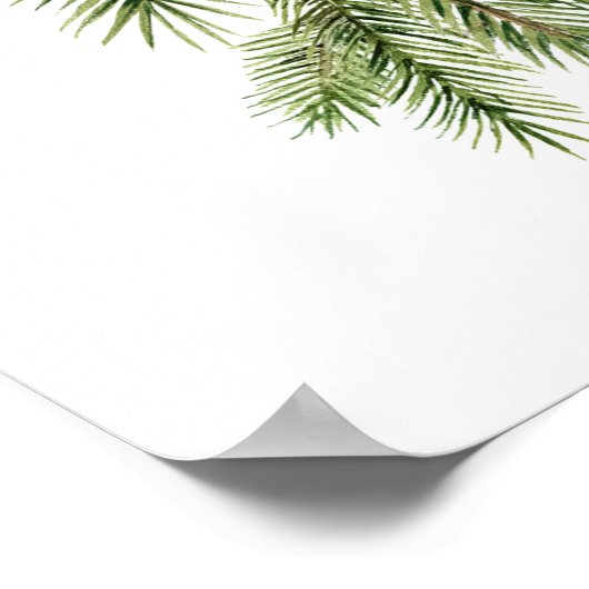 Merry & Bright Modern Red Christmas Tree & Script Poster (Ecke)