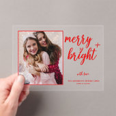 Merry Bright Modern Red Foto Weihnachten Acryleinladungen (Insitu (Handheld))