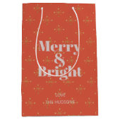 Merry & Bright Modern Red Gold Trendy Gift Bag Mittlere Geschenktüte (Vorderseite)