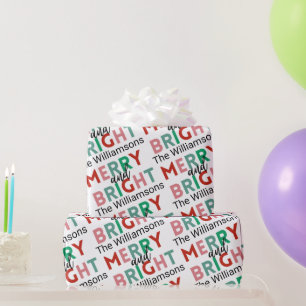 Merry & Bright Modern Simple Name Repetier Muster Geschenkpapier