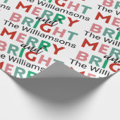 Merry & Bright Modern Simple Name Repetier Muster Geschenkpapier (Ecke)