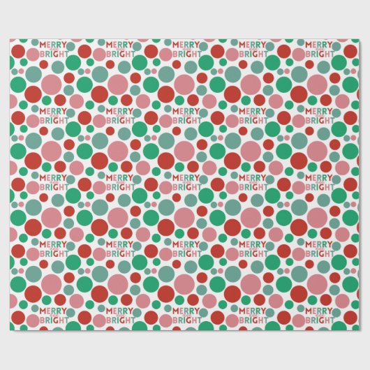 Merry & Bright Modern Simple Polka Dot Muster Geschenkpapier (Flach)