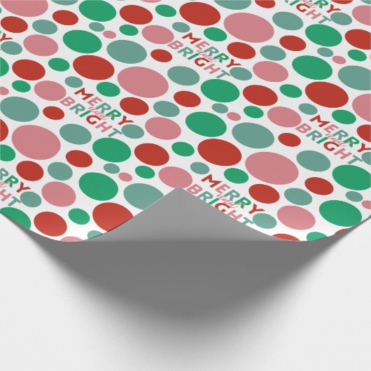 Merry & Bright Modern Simple Polka Dot Muster Geschenkpapier (Ecke)
