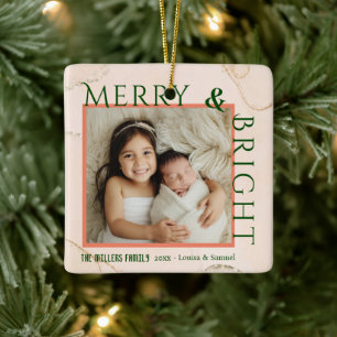 Merry & Bright modern und kühn 1 Foto Weihnachten Keramikornament