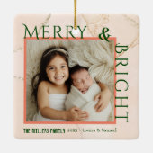 Merry & Bright modern und kühn 1 Foto Weihnachten Keramikornament (Rückseite)