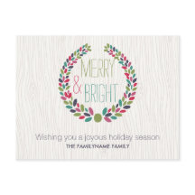 Merry & Bright Modern Woodland Urlaub Postkarte