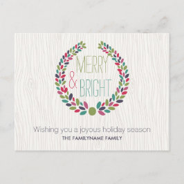 Merry & Bright Modern Woodland Urlaub Postkarte