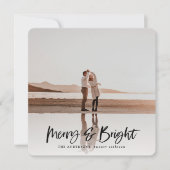 Merry & Bright, moderne Foto Weihnachtskarte Feiertagskarte (Vorderseite)