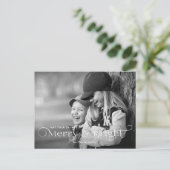 Merry & Bright Moderne Schrift und Foto Postkarte (Stehend Vorderseite)