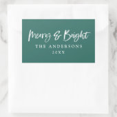 Merry & Bright, moderne Schrift-Weihnachten Rechteckiger Aufkleber (Tasche)