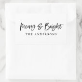 Merry & Bright, moderne Schrift-Weihnachten Rechteckiger Aufkleber (Tasche)