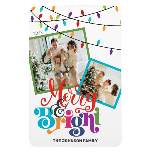 Merry & Bright Moderne Weihnachtsfamilie Magnet (Vertikal)