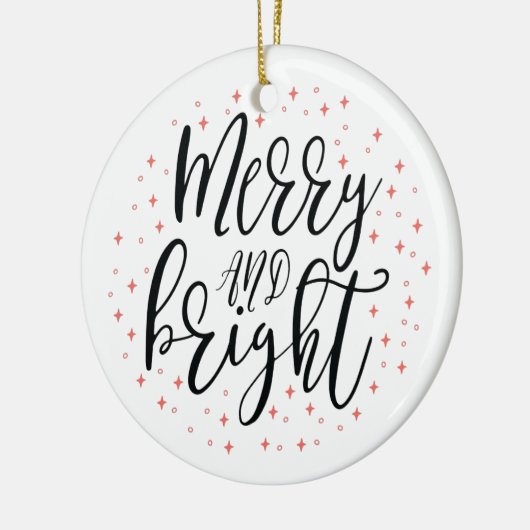 Merry & Bright | Moderne Weihnachtsschmuck-Fotos Keramik Ornament (Links)